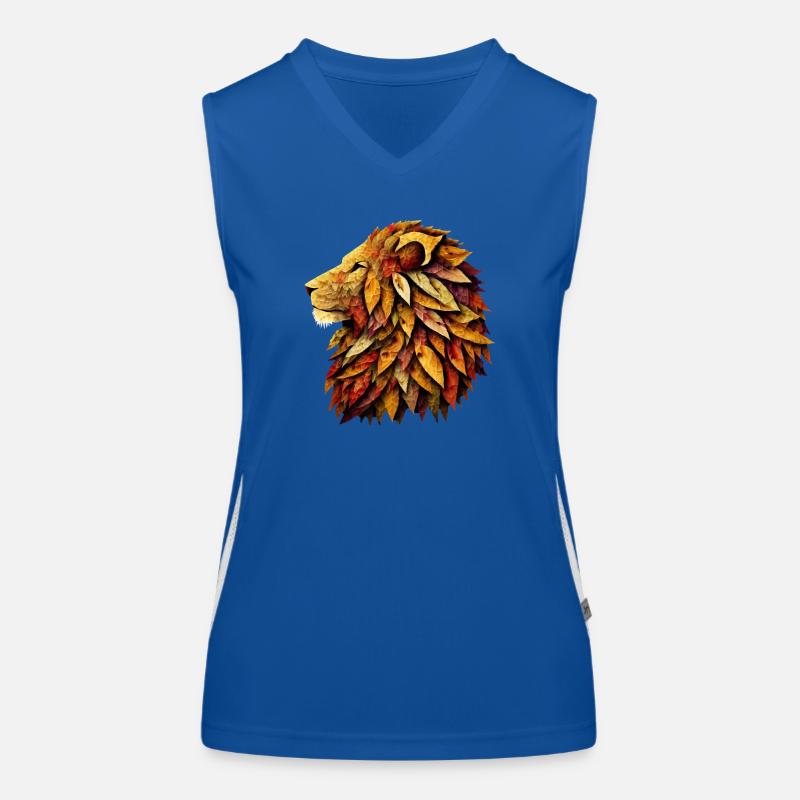Herbstlöwe aus bunten Blättern Funktionelles Kontrast-Tank Top für Frauen