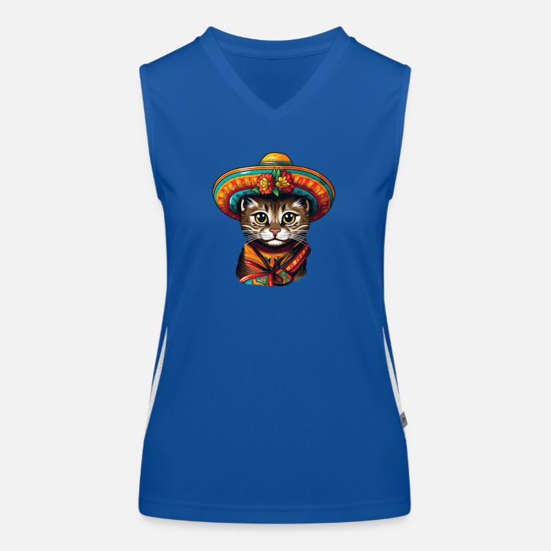 Chat avec des vêtements traditionnels mexicain pérou Débardeur respirant contrasté Femme