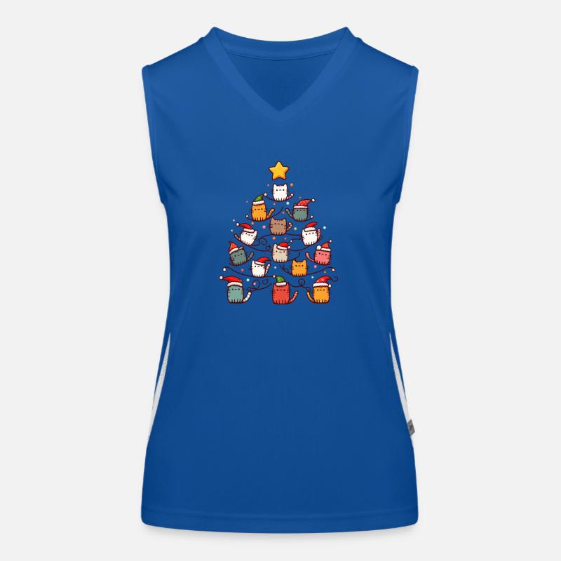 Katzen-Weihnachtsbaum: Festliche Tierliebe Funktionelles Kontrast-Tank Top für Frauen