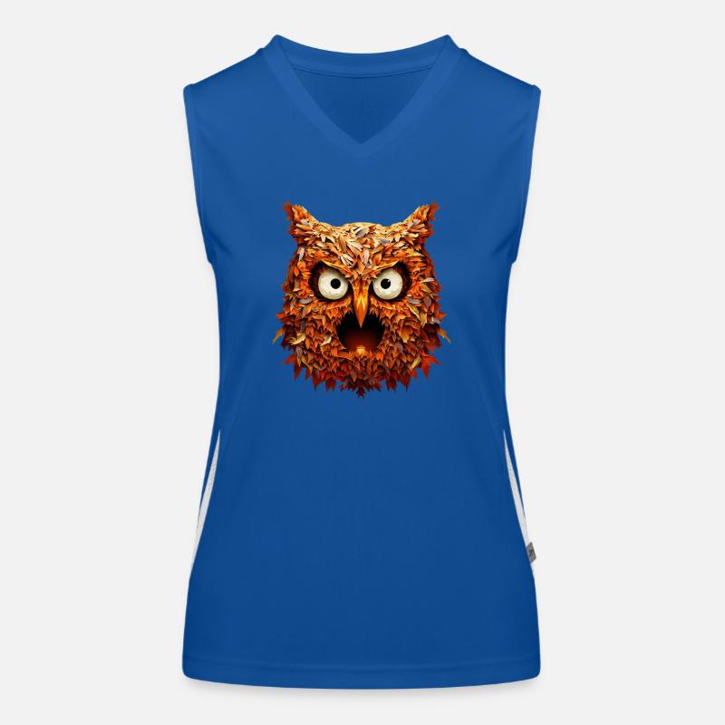 Spooky Autumn Night: Owl, Foliage & Halloween Women's Functional Contrast Tank Top