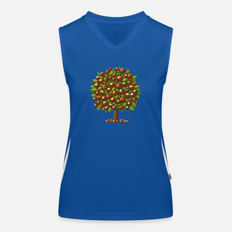 Autumn Treasures: Deciduous Tree with Chestnuts & Trees Women's Functional Contrast Tank Top