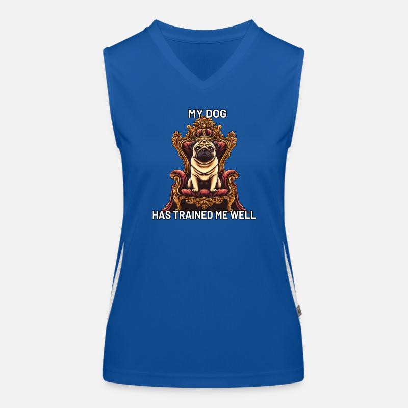 Dog Pug on Throne Dog Master Women's Functional Contrast Tank Top