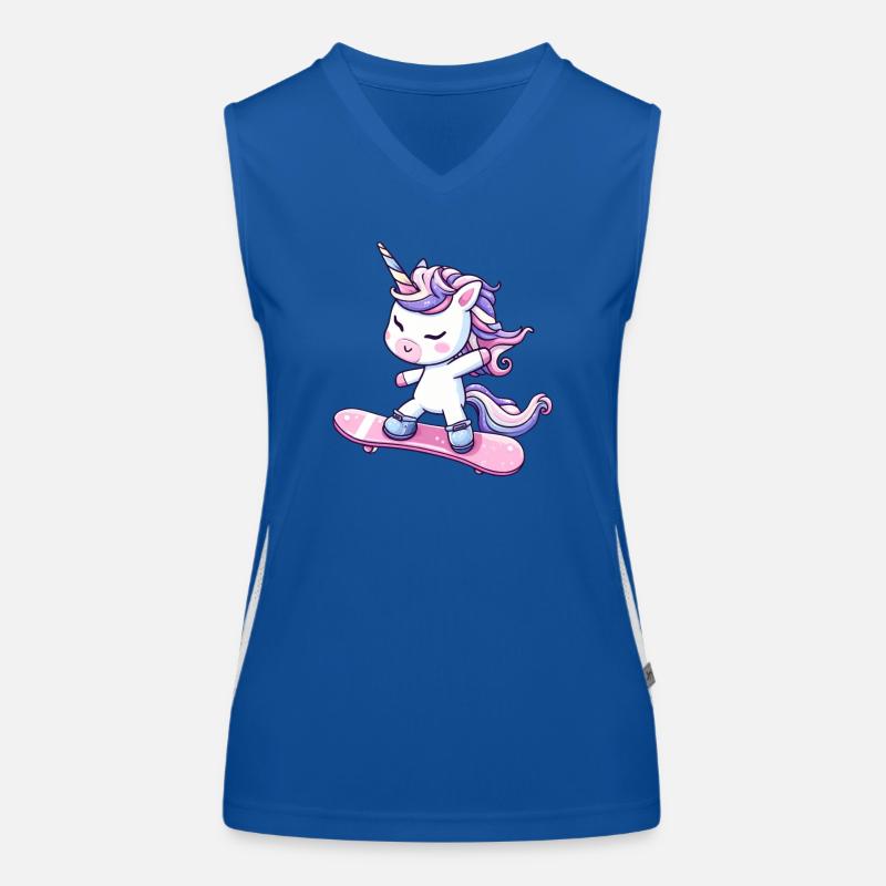 Süßes Einhorn Comic Skateboarder Funktionelles Kontrast-Tank Top für Frauen
