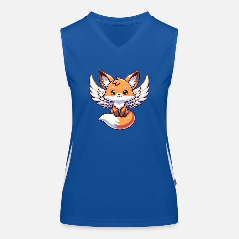 Himmlischer Rotfuchs Engel mit Flügeln Mystisch Funktionelles Kontrast-Tank Top für Frauen