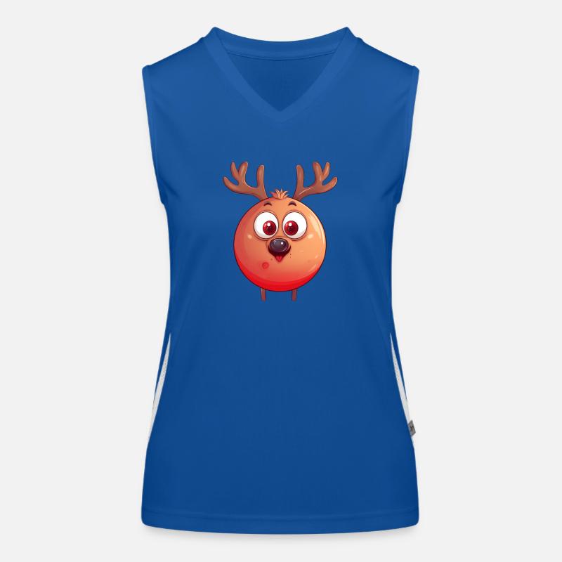 Rundes Rentier-Weihnachtskugel Comic Design Funktionelles Kontrast-Tank Top für Frauen