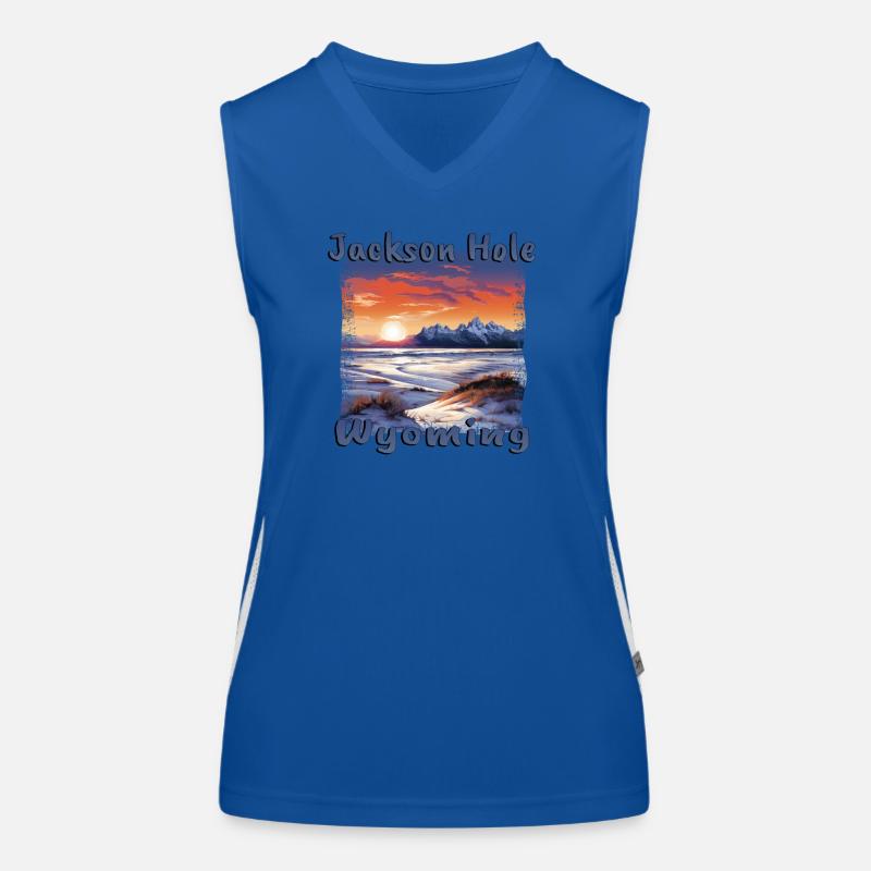 Jackson Hole Wyoming Ski Resort Ski Vacation Women's Functional Contrast Tank Top