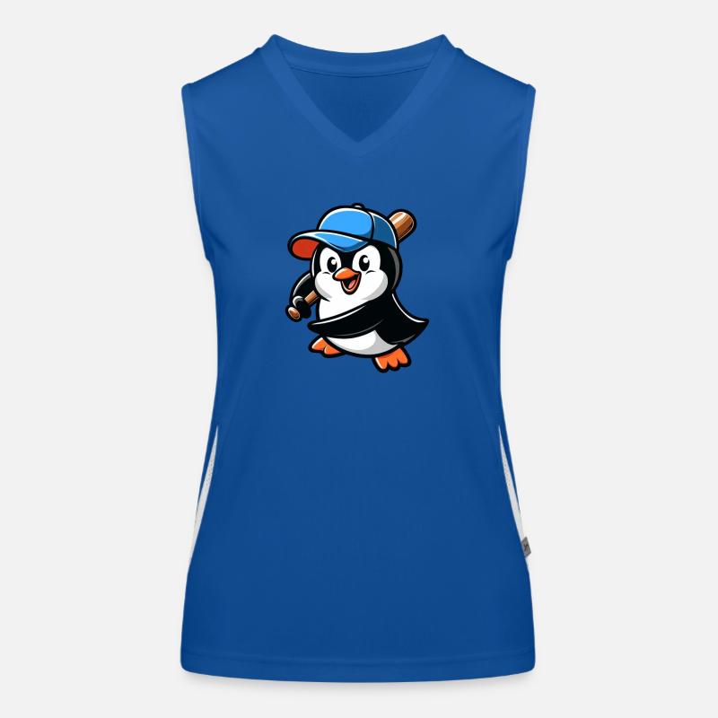 Pinguin Baseballspieler Action Funktionelles Kontrast-Tank Top für Frauen