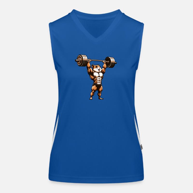 Hamsters Lifting Weights: Cartoon Workout Women's Functional Contrast Tank Top