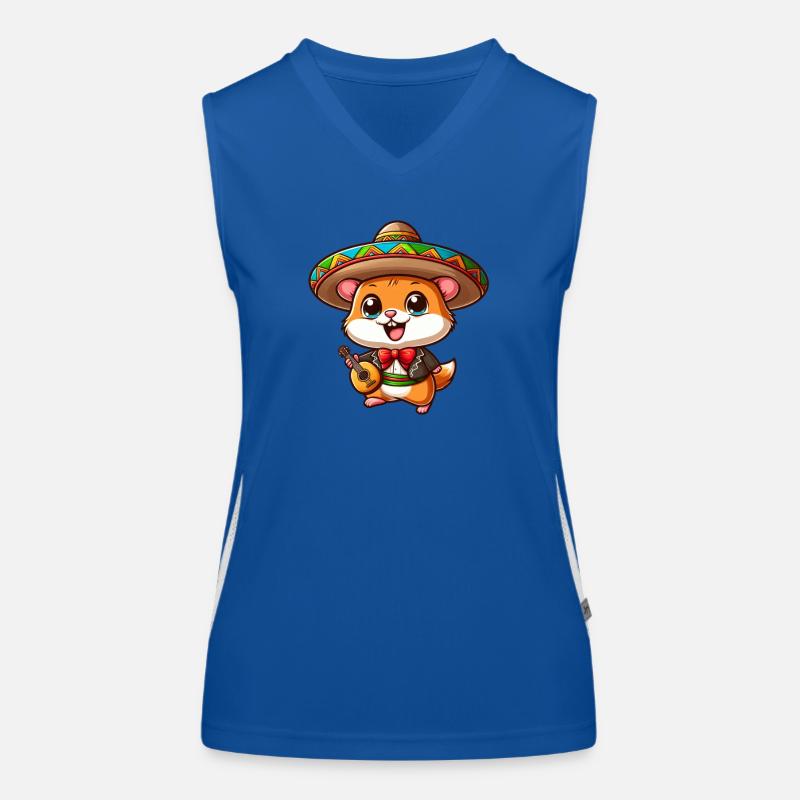 Cinco de Mayo Hamster: Süßer Mariachi-Gitarrist Funktionelles Kontrast-Tank Top für Frauen
