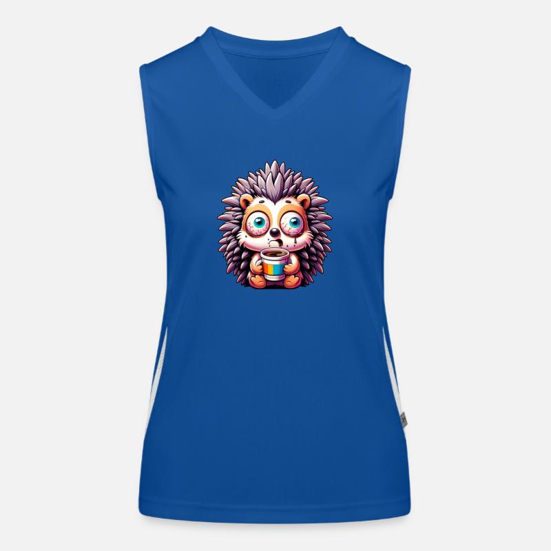 Hedgehog with Coffee Caffeine Shock Women's Functional Contrast Tank Top