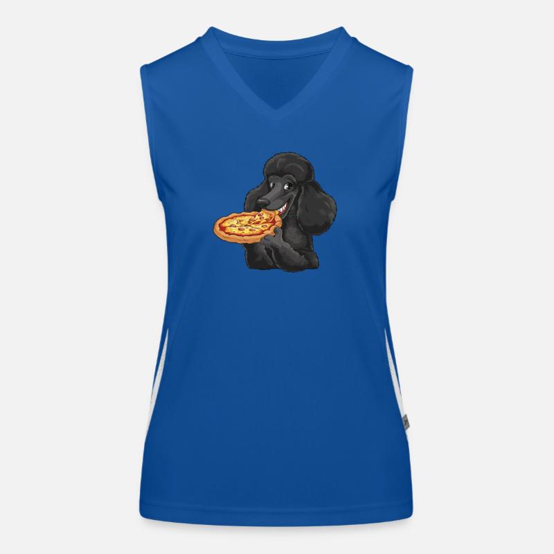 Caniche noir Pizza Bande Dessinée Débardeur respirant contrasté Femme