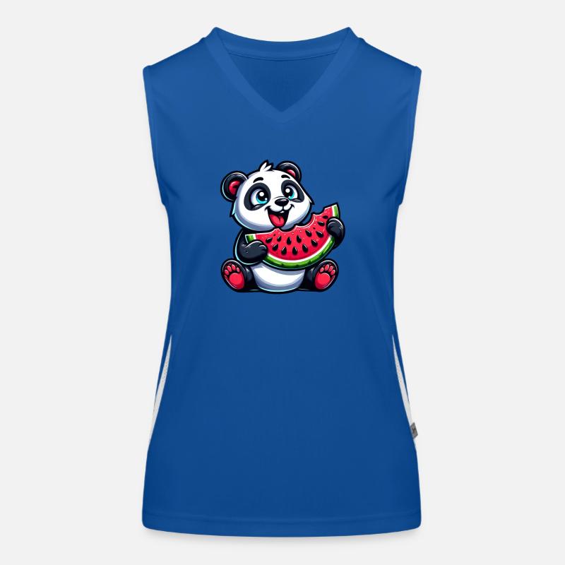 Panda with Watermelon Fruity Funny Women's Functional Contrast Tank Top