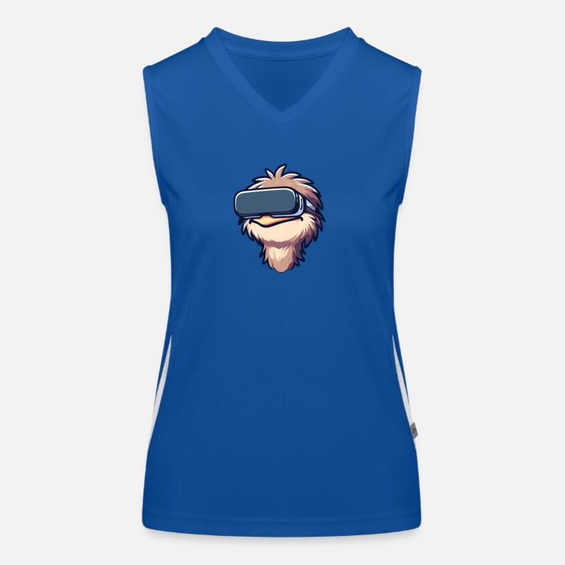 Emu Vogel Strauß VR Virtual Reality Gamer Zocker S Funktionelles Kontrast-Tank Top für Frauen