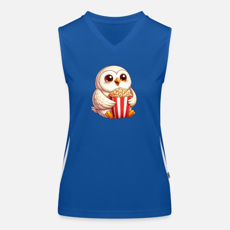 Weise Schneeeule Popcorn Kinoabend Funktionelles Kontrast-Tank Top für Frauen