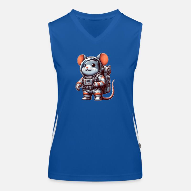 Mouse Astronaut Space Universe Sci-Fi Women's Functional Contrast Tank Top