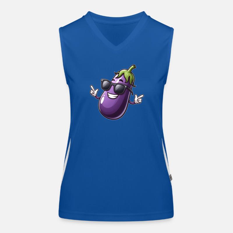 Cool Eggplant Sunglasses Summer Vegetables Women's Functional Contrast Tank Top