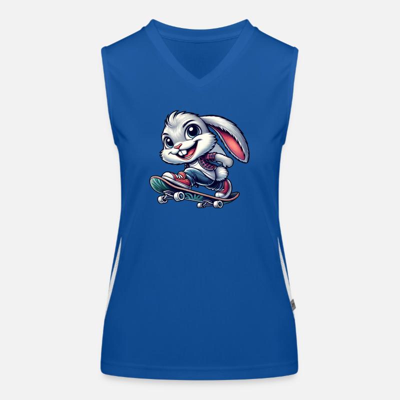 White Rabbit Skateboard Skateboarder Funny Women's Functional Contrast Tank Top