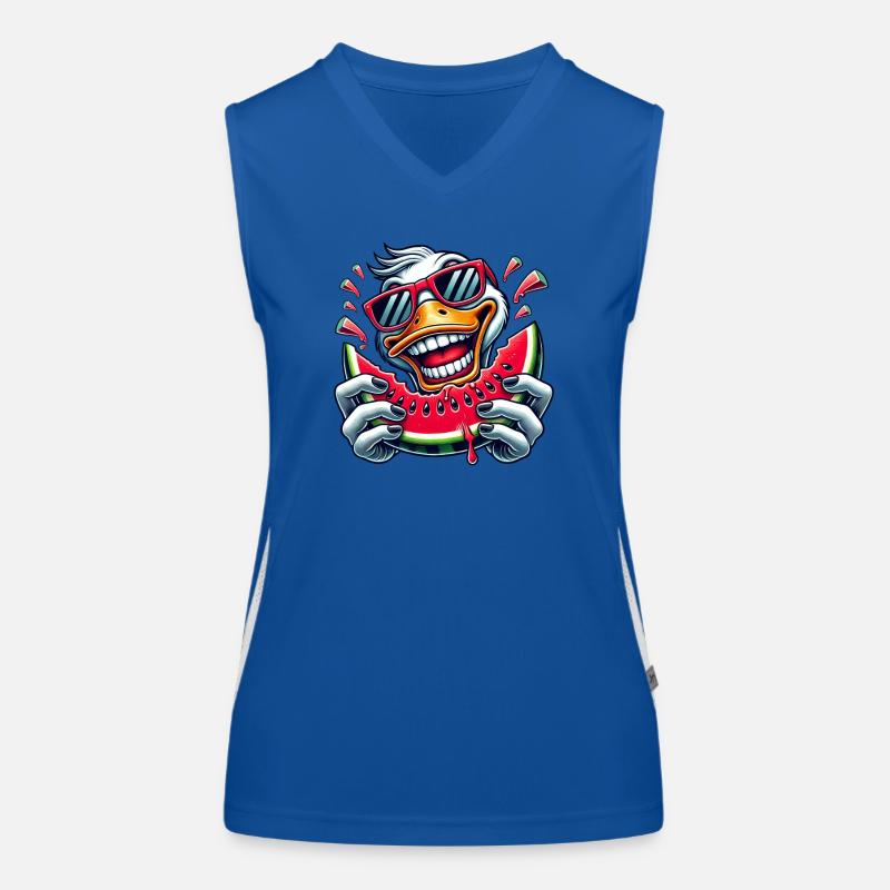Cool Duck Summer Watermelon Comic - Women's Functional Contrast Tank Top - royal/white