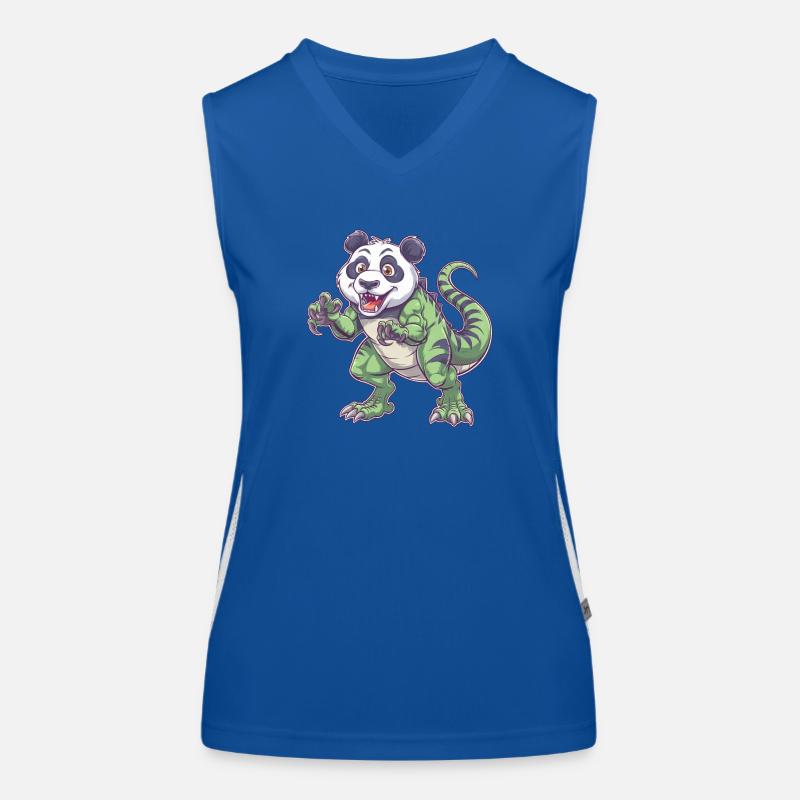 Dino Dinosaur T-Rex Panda Mythical Creature Whimsical Women's Functional Contrast Tank Top