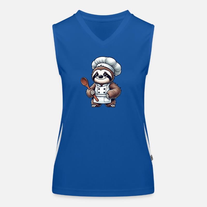 Cute Sloth Chef Chef Kitchen Cooking Women's Functional Contrast Tank Top