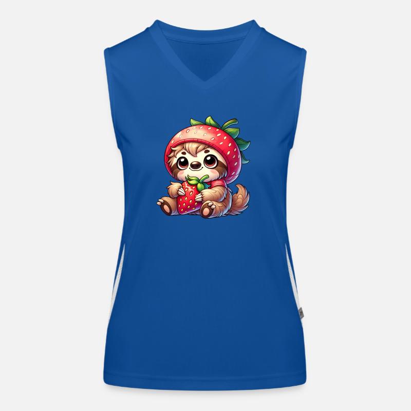 Faultier Erdbeere Sommerfrucht Design Funktionelles Kontrast-Tank Top für Frauen