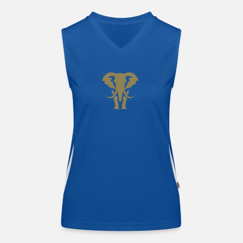 Elefant Silhouette Weiß Logo Funktionelles Kontrast-Tank Top für Frauen