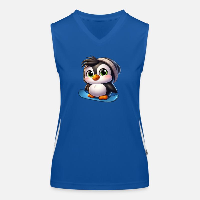 Drôle pingouin snowboard aventurier Débardeur respirant contrasté Femme