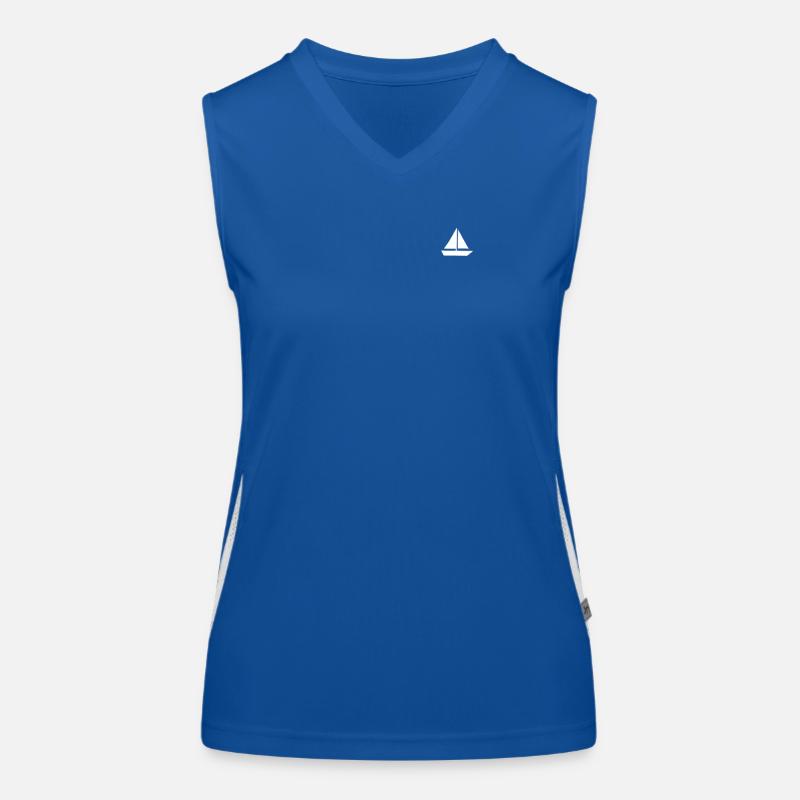 Minimalist Sailing Dinghy Silhouette Pocket Women's Functional Contrast Tank Top
