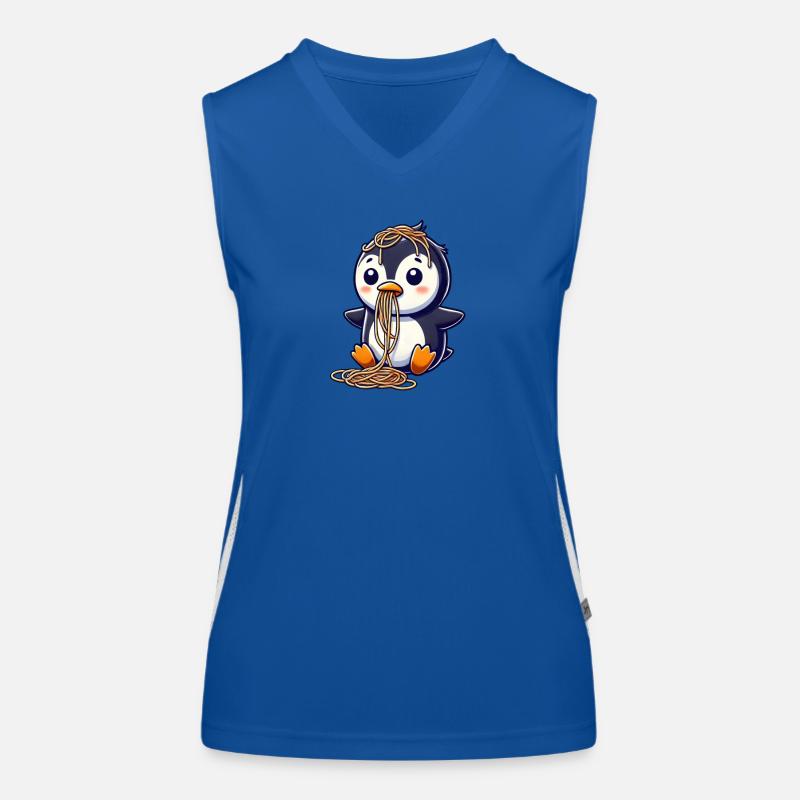 Süßer Pinguin Spaghetti Cartoon Kleckern Funktionelles Kontrast-Tank Top für Frauen
