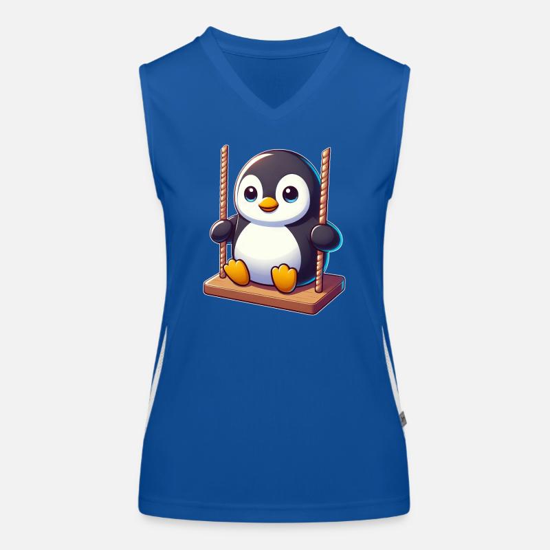 pingouin mignon sur balançoire terrain de jeu dessin animé Débardeur respirant contrasté Femme
