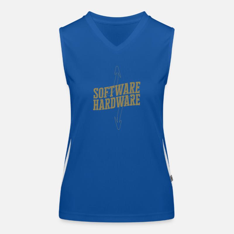 Funny IT Saying Software Hardware Word Game Women's Functional Contrast Tank Top