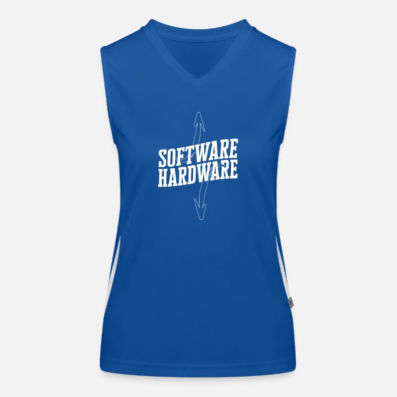 Funny IT Saying Software Hardware Word Game Women's Functional Contrast Tank Top