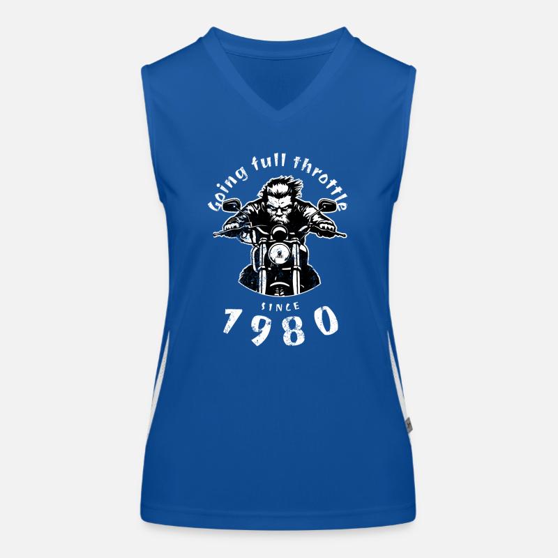 44. Birthday Going full throttle since 1980 Women's Functional Contrast Tank Top