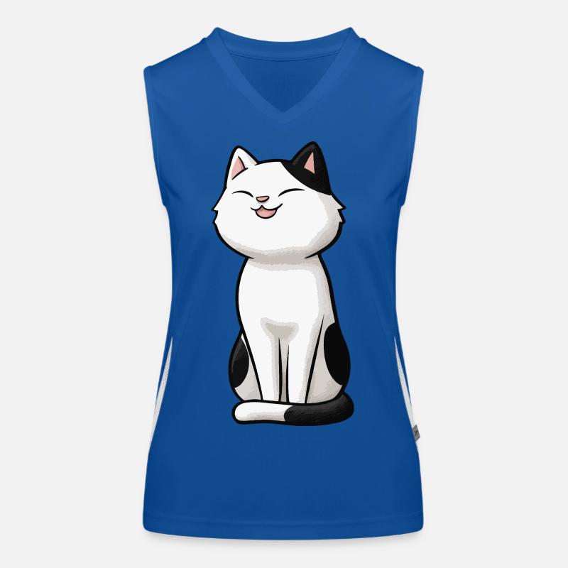 Chat blanc avec des taches noires Débardeur respirant contrasté Femme
