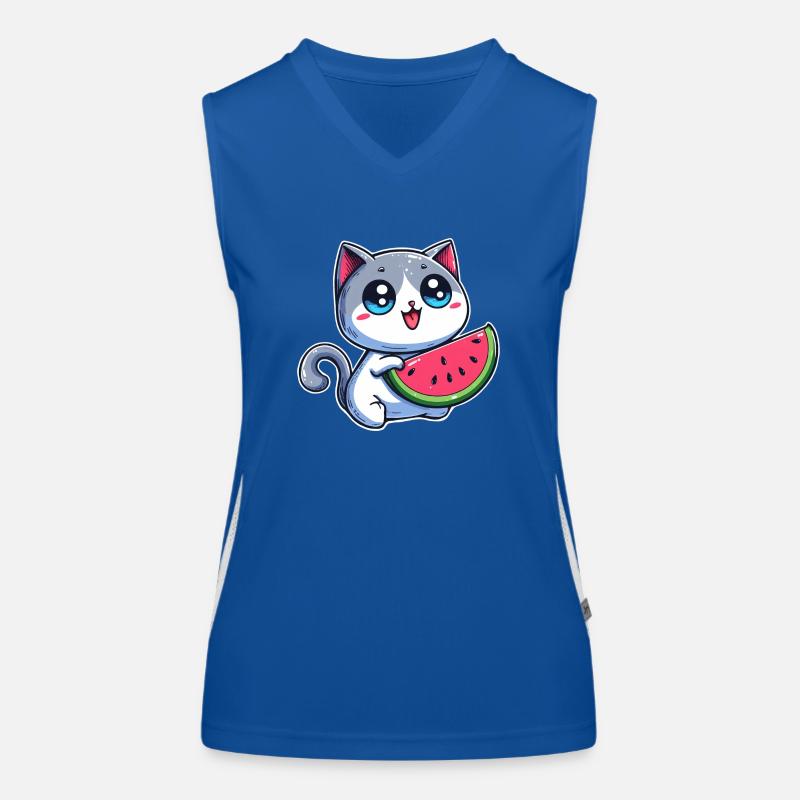 Un chat mignon mange de la pastèque Débardeur respirant contrasté Femme