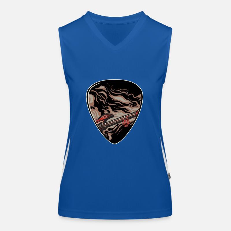 Plectrum with devil's greeting and burning guitar Women's Functional Contrast Tank Top
