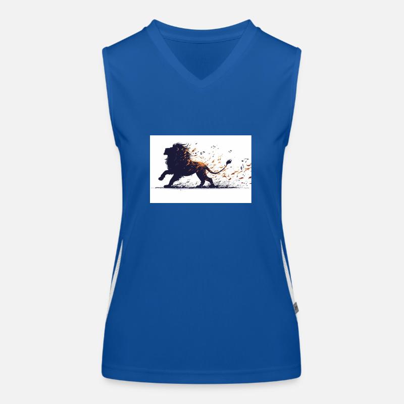 Lion with musical notes Women's Functional Contrast Tank Top