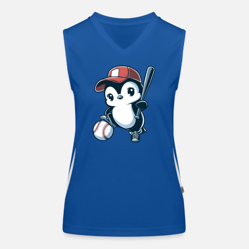 Pinguin Baseballspieler Sport Action Funktionelles Kontrast-Tank Top für Frauen