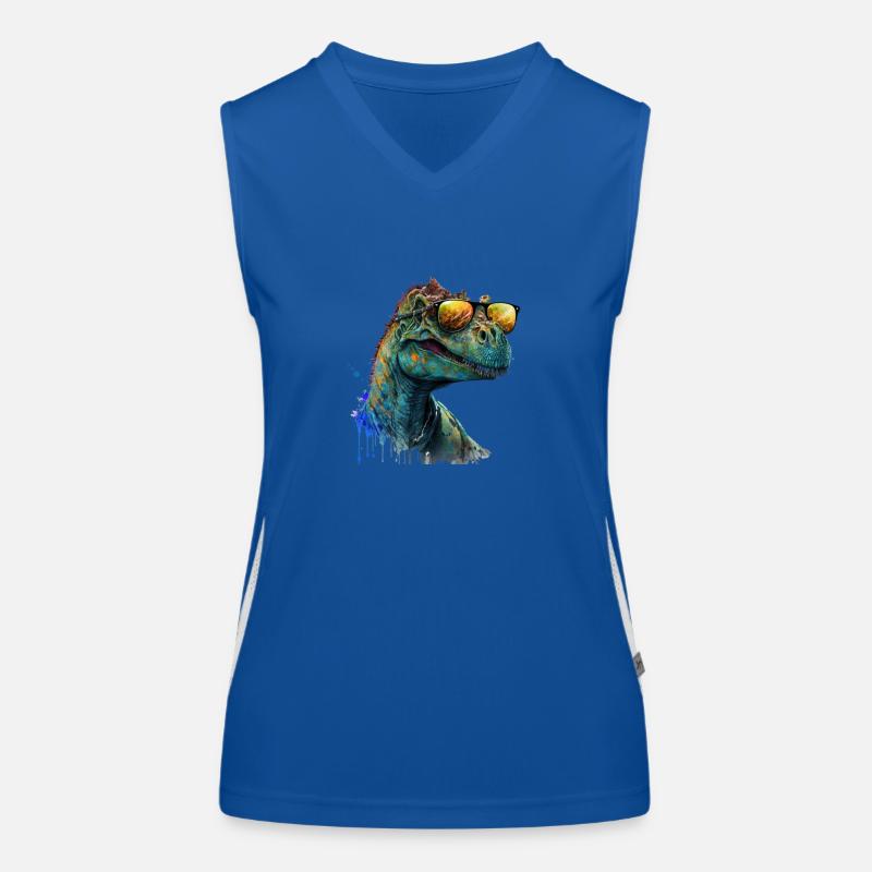 cooler Dino mit Sonnenbrille, Urzeitechse Funktionelles Kontrast-Tank Top für Frauen