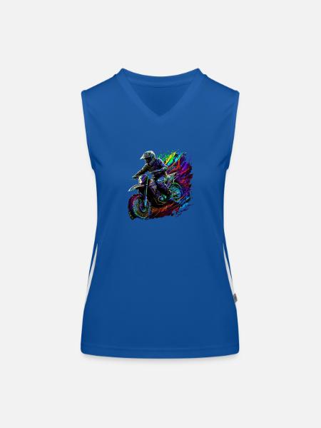 Amour du motocross - Débardeur respirant contrasté Femme - bleu/blanc - Devant