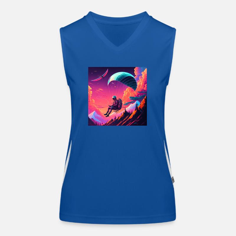 Paraglider im Synthwave Stil Funktionelles Kontrast-Tank Top für Frauen
