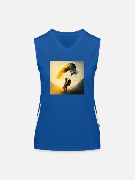 kreativer und cooler Paraglider, Sport der Lüfte - Funktionelles Kontrast-Tank Top für Frauen - Royal/Weiß - Vorne
