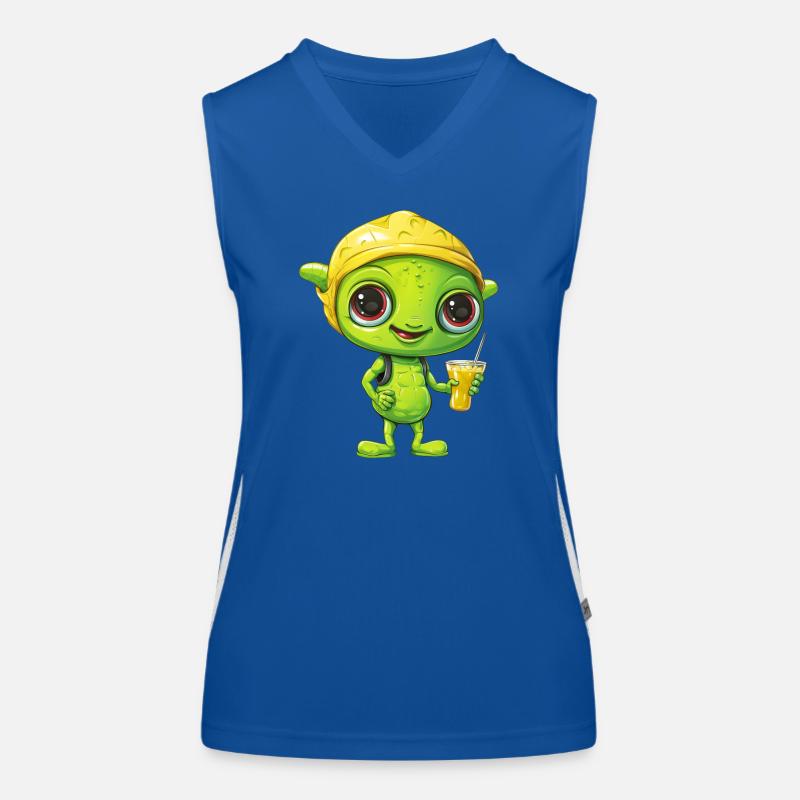Refreshing Alien Lemon Drink: Green & Yellow Women's Functional Contrast Tank Top
