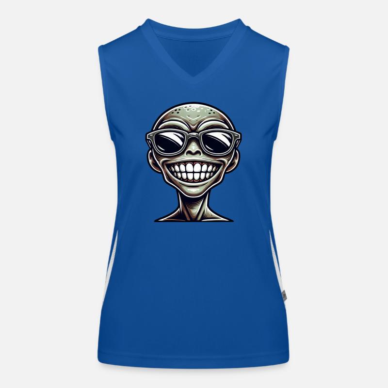 Cool Alien Portrait with Sunglasses Women's Functional Contrast Tank Top