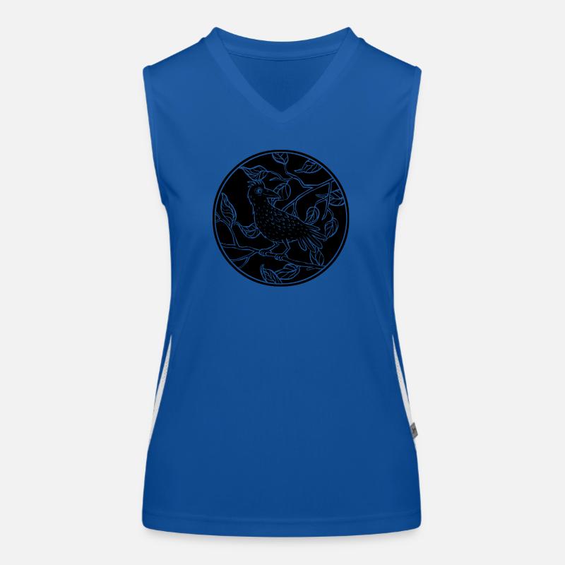 Crow in leaf circle Women's Functional Contrast Tank Top
