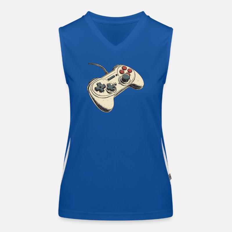 Videospiel-Controller, Gamepad-Symbol, Logo Funktionelles Kontrast-Tank Top für Frauen