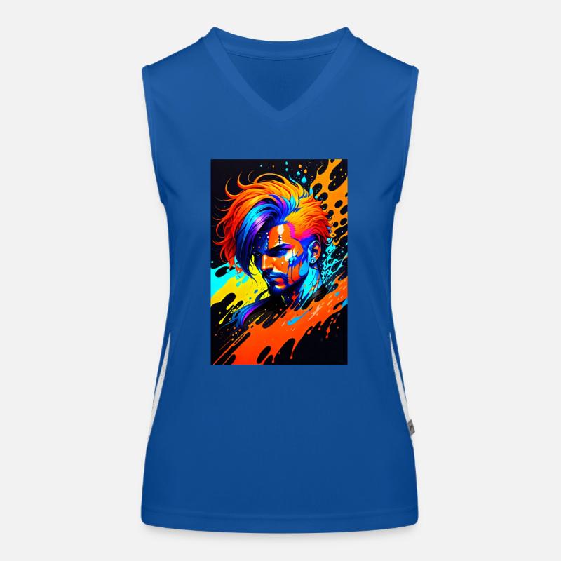 Buntes Kunst Potrait Mann 1 Funktionelles Kontrast-Tank Top für Frauen