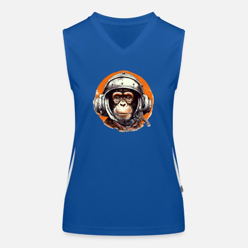 Space Monkey Retro Drawing Women's Functional Contrast Tank Top