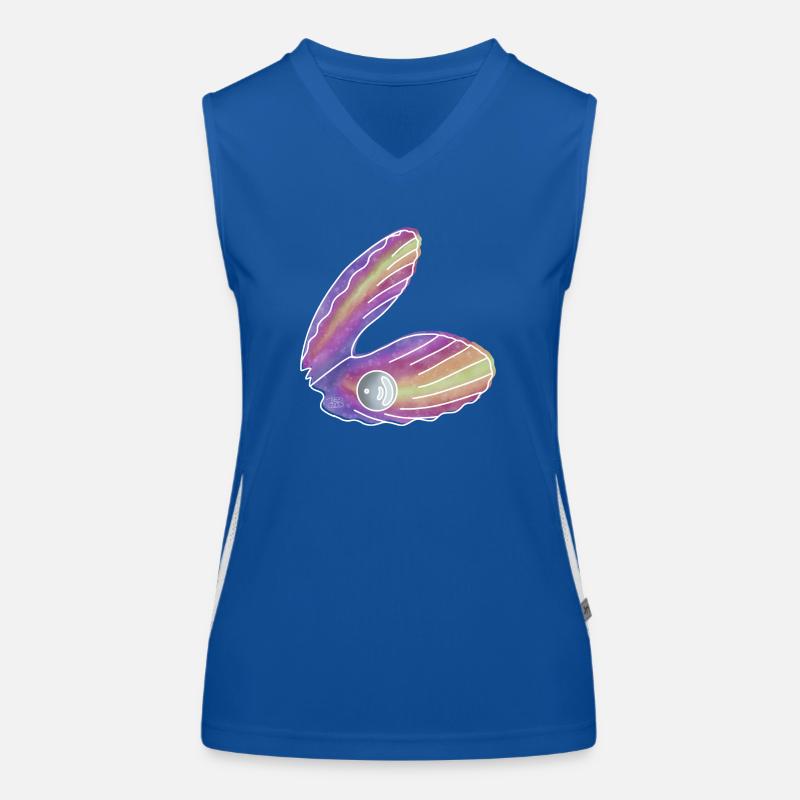 "Muschel mit Perle", Boho Line Art Design, Shells Funktionelles Kontrast-Tank Top für Frauen