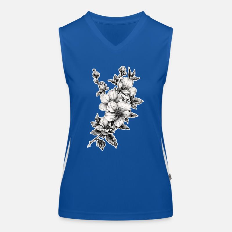 Branche de fleur avec de belles fleurs de forme tribale Débardeur respirant contrasté Femme